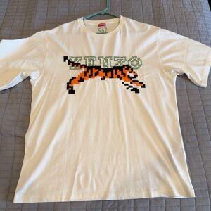 Kenzo White Tee with Pixel Tiger Design